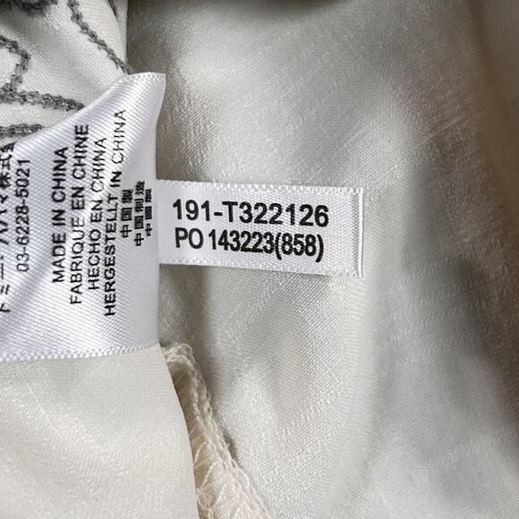 Tommy Bahama Shirt Mens Large White Silk Scrolling Vines Embroidered Button Up - Picture 6 of 11